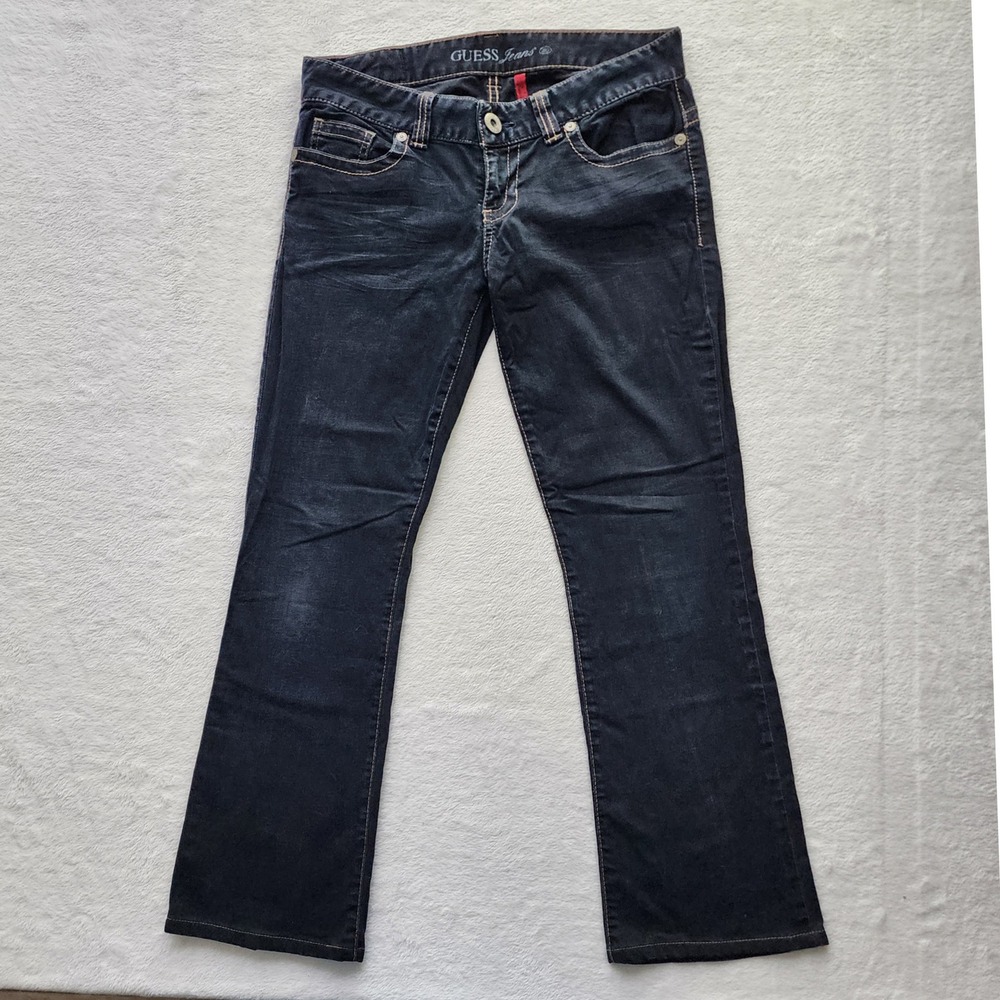Guess Daredevil Bootcut Jeans Womens 33W 28L Dark Wash Denim Low Rise Y2K Style